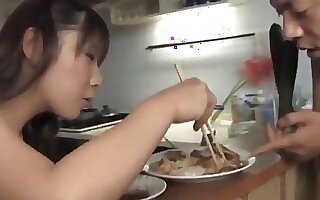 Momo Aizawa enjoys dinner with an increment of some cock as lack of restraint